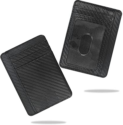 conisy smal plånbok för kvinnor, minimalistisk framficka läder tunn kreditkortshållare med RFID-blockering, Svart, S, Minimalistisk