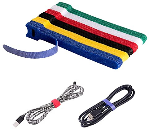Yih Vane 60 Stück wiederverwendbare Kabelbinder, 12mm*150mm Nylon-Kabelbinder mit Haken und Schlaufe für die Organisation von Haus, Büro und Rechenzentren
