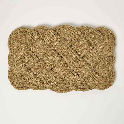 Homescapes Kokos-Fußmatte 75x45 cm, Türmatte geflochten, Schmutzfangmatte innen/außen