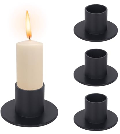 4 Stück Schwarz KerzenstäNder, Kerzenhalter Stabkerze, Stabkerzenhalter, Kerzenhalter Stumpenkerzen,Tafelkerzen Dekorationen für Valentinstag Weihnachten Hochzeit Esszimmer(Orbicular)