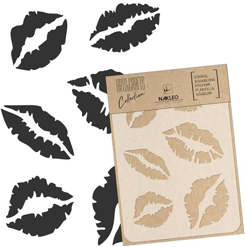 NAKLEO Malschablone für Handwerk A4 21x30cm, Lippen Mund Design Muster, Wiederverwendbare Kunststoff DIY & Scrapbooking Zeichenschablone, Decoupage Kunst Vorlage, Wand Stoff Möbel Holz