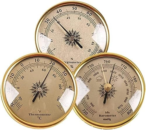 OUSIKA Barometer, traditionelle Wetterstation, traditionelles Barometer, traditionelle Wetterstation, 3-in-1-Barometer, Thermometer, Hygrometer, 2,8 Zoll tragbares Wetterstations-Set Barometer