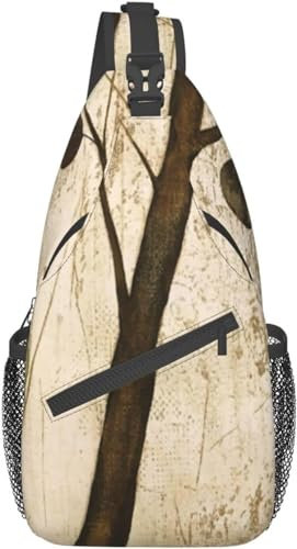 KWQDOZF Sling-Rucksack Umhängetasche Brusttaschen Baumblätter-Druck Sling-Tasche für Reisen Sport