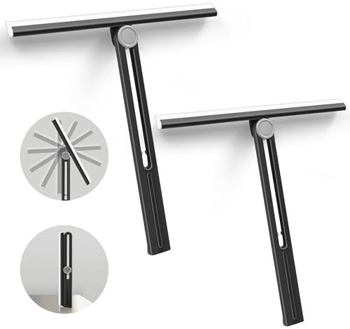 NEWE Tergivetro per Doccia 2 Packs, Universale 360 ° Rotante in Tira Acqua Vetri Doccia, Lavavetri per Finestra, Bagno, Ppecchio, Auto, controsoffitto, 28 cm