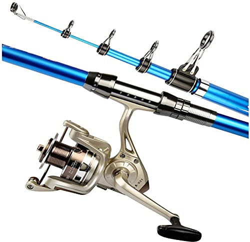 GRFIT Angelrute Teleskop-Angelrute und Rolle Combos Full Kit Kohlefaser-Angelbatter mit glatten schrägen Spinnrädern Salzwasser- und Süßwasserfischerei Angelzubehör (Size : 4.2M)