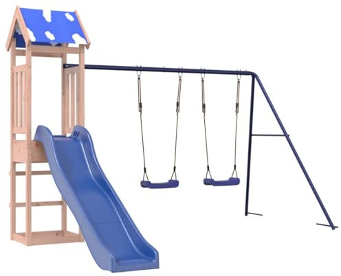 vidaXL Spielturm, Klettergerüst mit Rutsche Schaukeln, Kinder Kletterturm Spiel-Zubehör für Garten, Holz Spielplatz Spielhaus, Massivholz Douglasie