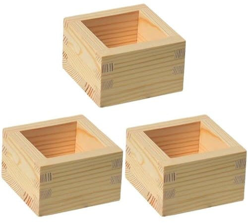3 Stück Hölzerne Masu-Sake-Becher, Japanische Hinoki-Holz-zypressen-saki-Becher-Box, Traditionelle Japanische Masu-Sake, Sake-kulturzubehör