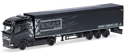 Herpa LKW Modell DAF XG Schubboden-Sattelzug S.W.A.T.(Thüringen/Rodeberg - Struth), Miniatur im Maßstab 1:87, Sammlerstück, Made in Germany, Kunststoff