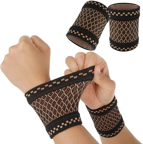 YUXIANLB Kupfer Kompressionsmanschetten Für Das Handgelenk 1 Paar Handgelenkbandage Handgelenkstütze Für Gewichtheben Fitness Yoga Training Verstauchungen Sehnenentzündungen (M)