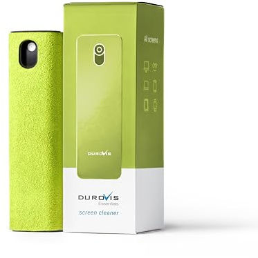Durovis Essentials – Limpiador de pantalla todo en uno, limpiador de pantalla con paño de microfibra, incluye limpiador de cristales de 10 ml sin alcohol para coche, smartphone, ordenador portátil,