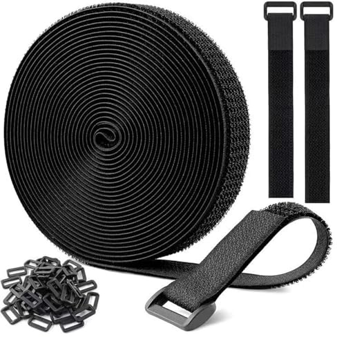 Hook and Loop Strip Tape, 8M Sticky Back Velcro Tape Self Adhesive Heavy Duty Adhesive Strips, Black Stick On Velcro Sticky Pads for Home,Office,Garden, Cable Management