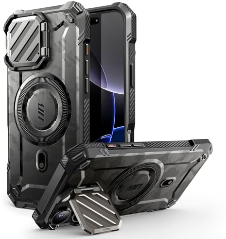 SUPCASE für iPhone 16 Pro Hülle mit Kameraschutz [Kompatibel mit MagSafe] Dünne Handyhülle Bumper Case Magnetische Schutzhülle mit Ständer [UB Mag XT] für iPhone 16 Pro 6.3'' 2024 (CamoGrau)