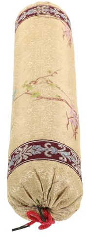 Beaupretty Chinese Neck Pillow Chinese Embroidered Lumbar Pillow Oriental Neck Protective Cushion Classic Chinese Decorative Bolster For Sofa And Bed