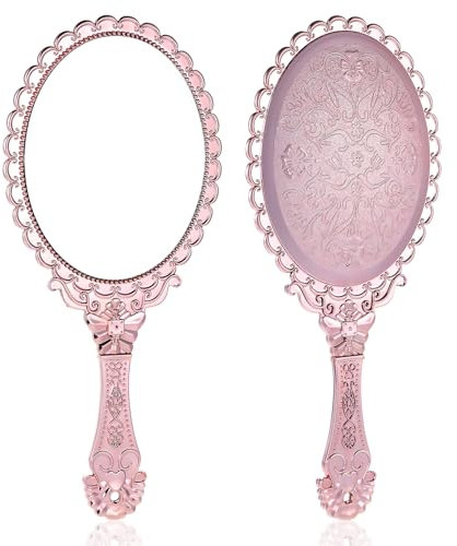 YUXIANLB Handspiegel mit Griff Retro, Vintage Spiegel Tragbarer Kosmetikspiegel Friseurspiegel Schmink Spiegel Reisespiegel für Mädchen Frauen Friseur Make Up Zubehör Reise