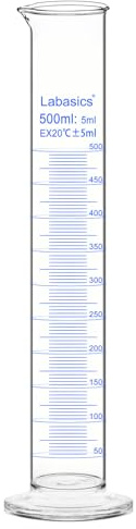 Labasics 1-Pack 500 ml Borosilicate Glass Graduated Cylinder, Heavy-Duty Measuring Cylinder for Laboratory Use