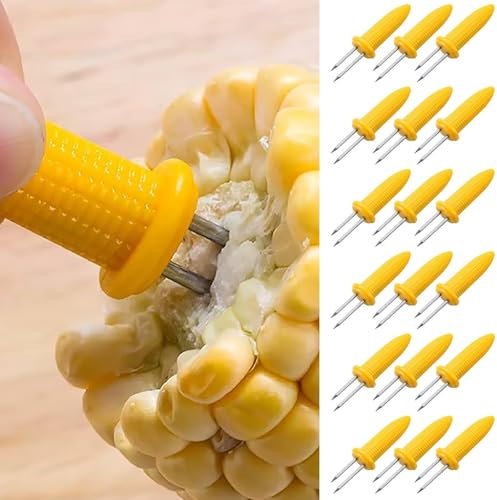 Corn Holders, 18PCS Stainless Steel Corn Holder Twin Prong Sweetcorn Holder Corn on The Cob Skewers Fruit Fork for Kitchen Tool Outdoor Home BBQ Cooking