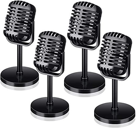 Qutsvosh 1 ensemble d'accessoires de microphone rétro modèle vintage microphone antique jouet microphone scène décoration de table noir