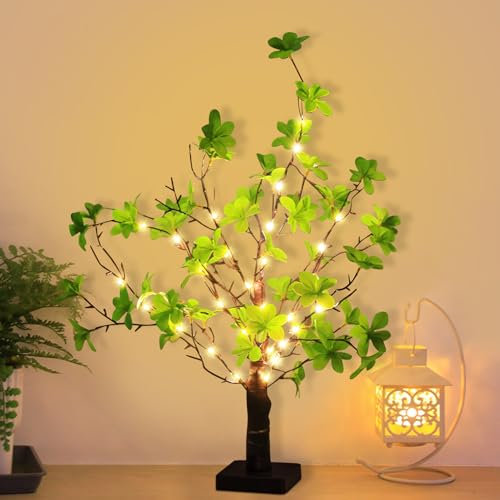 22FT Arbre Lumineux avec Feuille en Forme de Papillon avec 42 LED Blanc Chaud,Fonctionne à Piles,Décoration de Table de Pâques,Arbre Artificiel pour la Maison,USB Arbre Lumineux Ajustable (01)