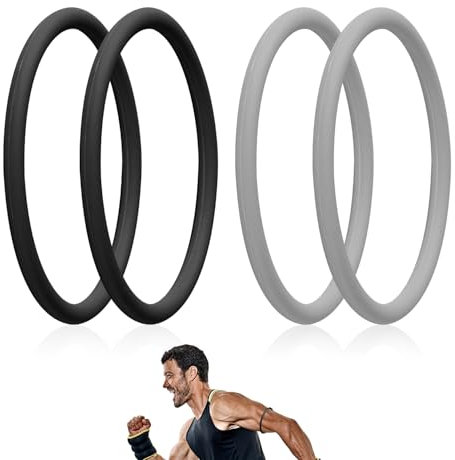 Lyreh 4 Piezas Correa de Soporte de Tendón Rotuliano, Silicona Banda para la Rodilla Rotuliana Elástica Rodillera Rotuliana para Baloncesto Correr Fútbol Senderismo Saltadores (Negro + Gris)