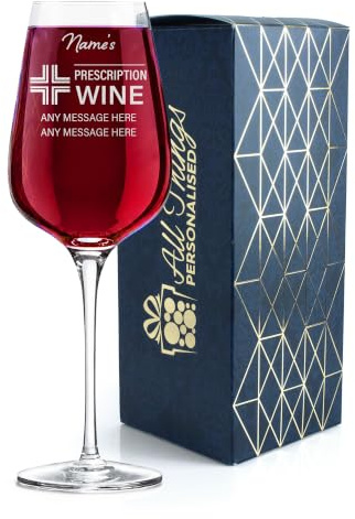 Engraved Wine Glass, Personalised Prescription for Wine Design, 450ml or 15oz Capacity, Gift Boxed, Funny Gift for Her