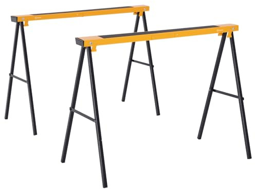 DURHAND Arbeitsbock 2er Set bis 250 kg klappbar aus Metall mit Griff Gelb | Sägebock, Gerüstbock, Unterstellbock, Klappbock, Stützbock