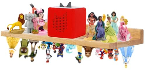 FURAOMEILI Für Tonies Figuren Regal Magnetisch,für Toniebox Aufbewahrung und Display Regal (für 36 Figuren),Wandregal für Hörspielzeug,Kompatible Ladestation für das Kinderzimmer,Eiche