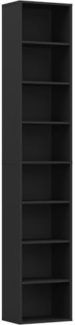 Panana 8 Tier Storage Shelf Bookcase, Slim Organizer Shelves Cabinet Tall Narrow Media Tower Rack Display Bookshelf for Home Office (Black)