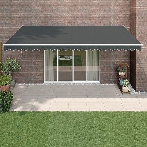 Tenda parasole retrattile, motorizzata/manuale, per esterni, per balcone, terrazza, struttura in alluminio, 5 x 3 m, colore: grigio