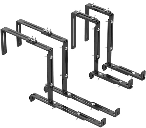 Bamworld Support Jardinière Balcon Réglable sans Perçage - 4 Supports Universels en Métal pour Toutes Jardinières et Balustrades - Couleur Noir
