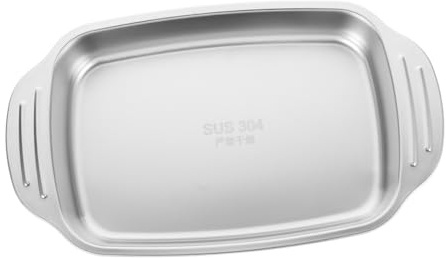 Cabilock Bandeja de Acero Inoxidable Asar Pescado y Mariscos Rectangular Grande Compatible con Cocinas de Inducción y Gas Resistente y Fácil de Limpiar para Hostelería y Uso Doméstico