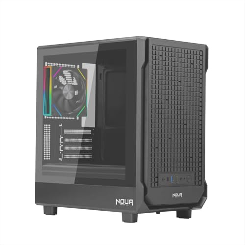 Noua | Case Gaming MicroATX LK100 | Svart nätfrontpanel, härdat glassida | ARGB fläkt, stöd för vätskekylning, USB 3.0-portar | Mini-ITX-kompatibilitet