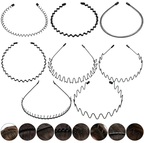 8 Stück Haarreifen Männer, Zickzack Haarreif aus Metall, Wellen-Haarband für Frisurenstyling, Haarband Männer Unisex für Sport und Alltag