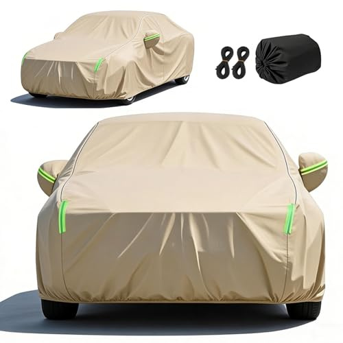 Auto Abdeckung Vollgarage Wasserdicht für Opel Tigra(1994-2009), Abdeckplane Outdoor Indoor Autoschutzhülle für Sonne Regen Staub Schutz mit Reißverschluss, Beige
