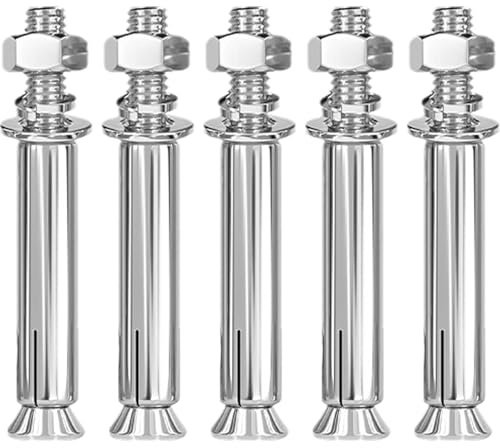 MejaRizon Lot de 5 vis d'expansion M8 x 100 mm - En acier inoxydable 304 - Ancre en acier inoxydable - Vis à béton - Boulons d'expansion - Convient pour auvents, balustrades, étagères, surfaces