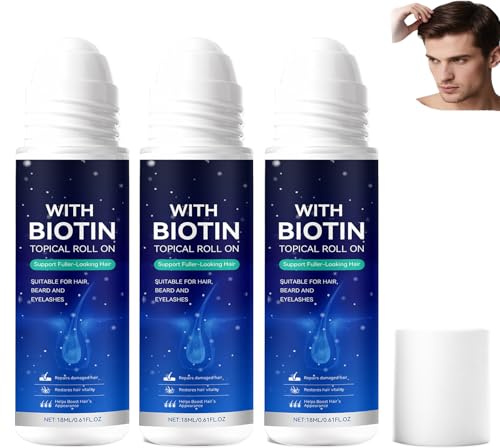 Sérum capillaire bille biotine cuir chevelu Sérum capillaire épaississant Huile Haar légère formulée non grasse Serum hydratant lissant cuir chevelu sec Rouleau portable Serum soin Haar voyage (3pcs)