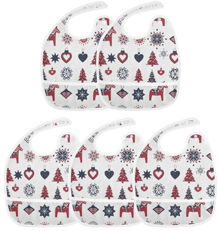 Newborns Baby Boy Feeding Bibs with Button Snap Absorbent 2 Pack Bandanas Drooling Travel Must Haves Christmas Tree and Ornament Pattern