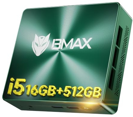 BMAX Mini PC Intel Core i5-8257U (Bis zu 3,9GHz, 4C/8T) 16GB DDR4 512GB SSD, Micro Desktop Computer Für Büro/Heimkino/Meeting/Business/Trip 【WiFi6丨Bluetooth5,2丨DP丨HDMI丨Dual Display丨Win 11 Pro】