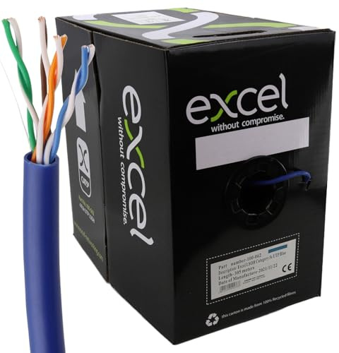kenable Excel Copper Cat5e Network Cable U/UTP Low Smoke LSOH Euroclass Dca 305m Blue