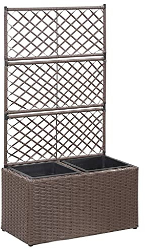 Sophrelle Enrejado y arriate 2 macetas ratán sintético marrón 58x30x107cm Marrón,46937