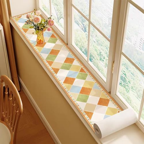 Tappetino di Ricambio per davanzale, Cuscino Decorativo in Similpelle PVC ritagliabile per balconi, Facile da Pulire (20x120 cm)