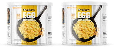 OvaEasy Dehydrated äggkristaller – (2 x 1,67 pund cans) – pulvered ägg tillverkade av naturliga ingredienser – lätt att förbereda äggpulver – uttorkad mat perfekt för camping och backpacking