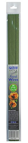 PME FW20 Blumendraht Grün für Zuckerarbeiten, Drahtgröße 20, 36 cm, Packung à 50 Stück, Legierung, Green, cm, 0.1 x 0.11 x 36 cm, 1 Einheiten