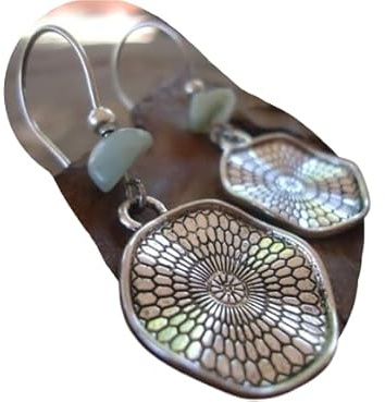 ✿ BOHO ETHNO MANDALA AMAZONIT STEIN ✿ lange Haken Ohrringe - einmaliges Geschenk - handgefertigt