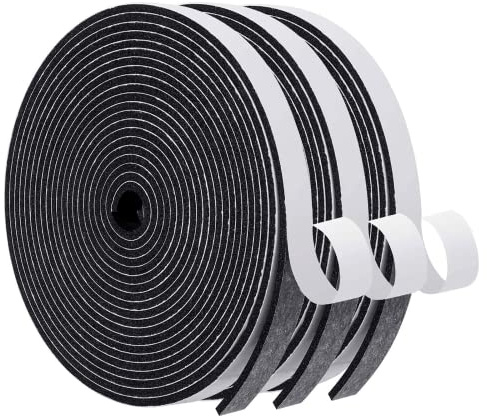 MAGZO Weather Stripping Door Seal, 1/2 Inch Wide X 1/8 Inch Thick Adhesive Foam Tape Soundproof Weatherstripping for Windows, 3 Rolls Total 50FT Black