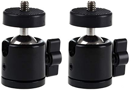 Photecs® Mini Stativkopf Kugelkopf Basic V2 (Tripod Mini Ball Head) mit 3/8 & 1/4-Anschluss, montiert um 360° drehbar *** 2er-Sparset ***
