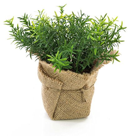 artplants.de Artificial Thyme VITUS in a jute bag, green, 7/18cm - Artificial kitchen herb/Fake plant