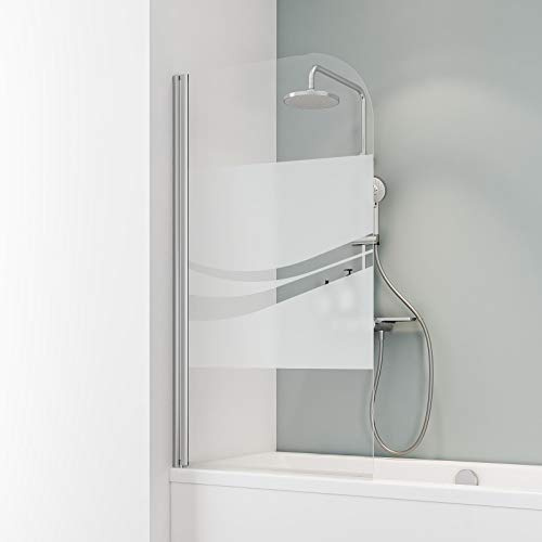 Schulte D1650 Duschwand Komfort, 80 x 140 cm, 5 mm Sicherheitsglas Liane, chromoptik, Duschabtrennung für Badewanne