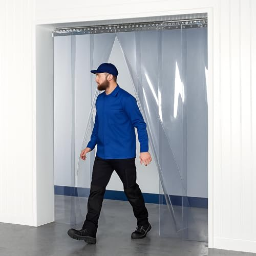 PVC Strip Curtain Kit - Heavy Duty 300mm x 3mm Strip Ideal for Industrial Doorways and Fork Lift Trucks - Roller Shutter Warehouse Butcher Coldroom (2m (w) x 2m (h))