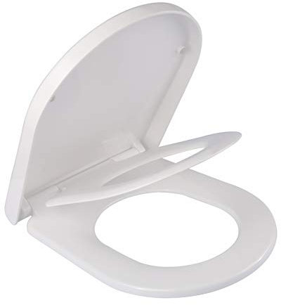 Grünblatt High-End Duroplast WC Sitz für Familien mit Kinder, Absenkautomatik, Toilettendeckel Klobrille Toilettensitz abnehmbar zur Reinigung (D-Form)