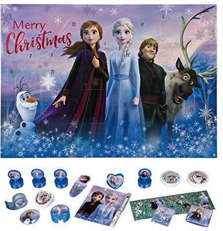 Undercover FRUW8023, Anna, ELSA, Olaf, Kristoff, Sven, Adventskalender für Mädchen mit 24 Schreibwaren Überraschungen, Zauberhaftes Disney Frozen Motiv, ca. 45 x 32 x 3 cm, bunt